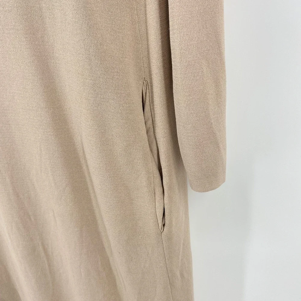 ELOQUII Cardigan Women‎ 18/20 Tan Open Front Longline Side Slit Duster Sweater